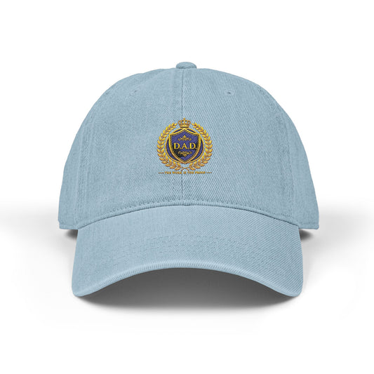 Embroidered Laurel Crest Denim Hat — Classic Vintage Baseball Cap
