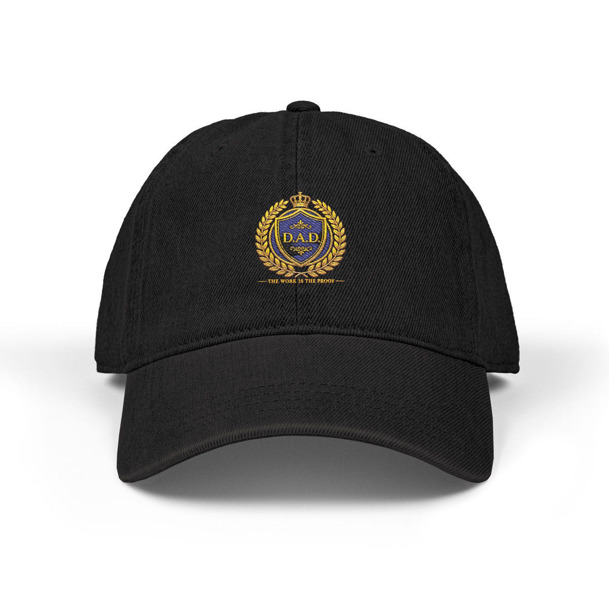 Embroidered Laurel Crest Denim Hat — Classic Vintage Baseball Cap