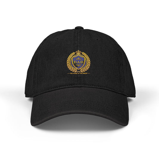 Embroidered Laurel Crest Denim Hat — Classic Vintage Baseball Cap
