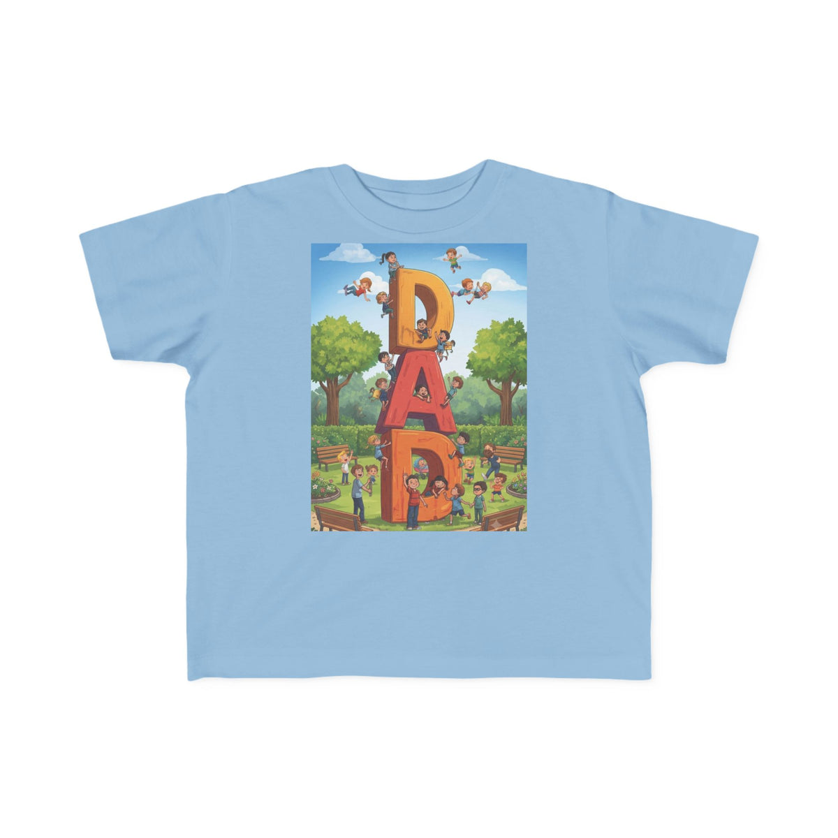 Toddler Tee — Colorful 'DAD' Cartoon Park Design | Father's Day Kid Shirt