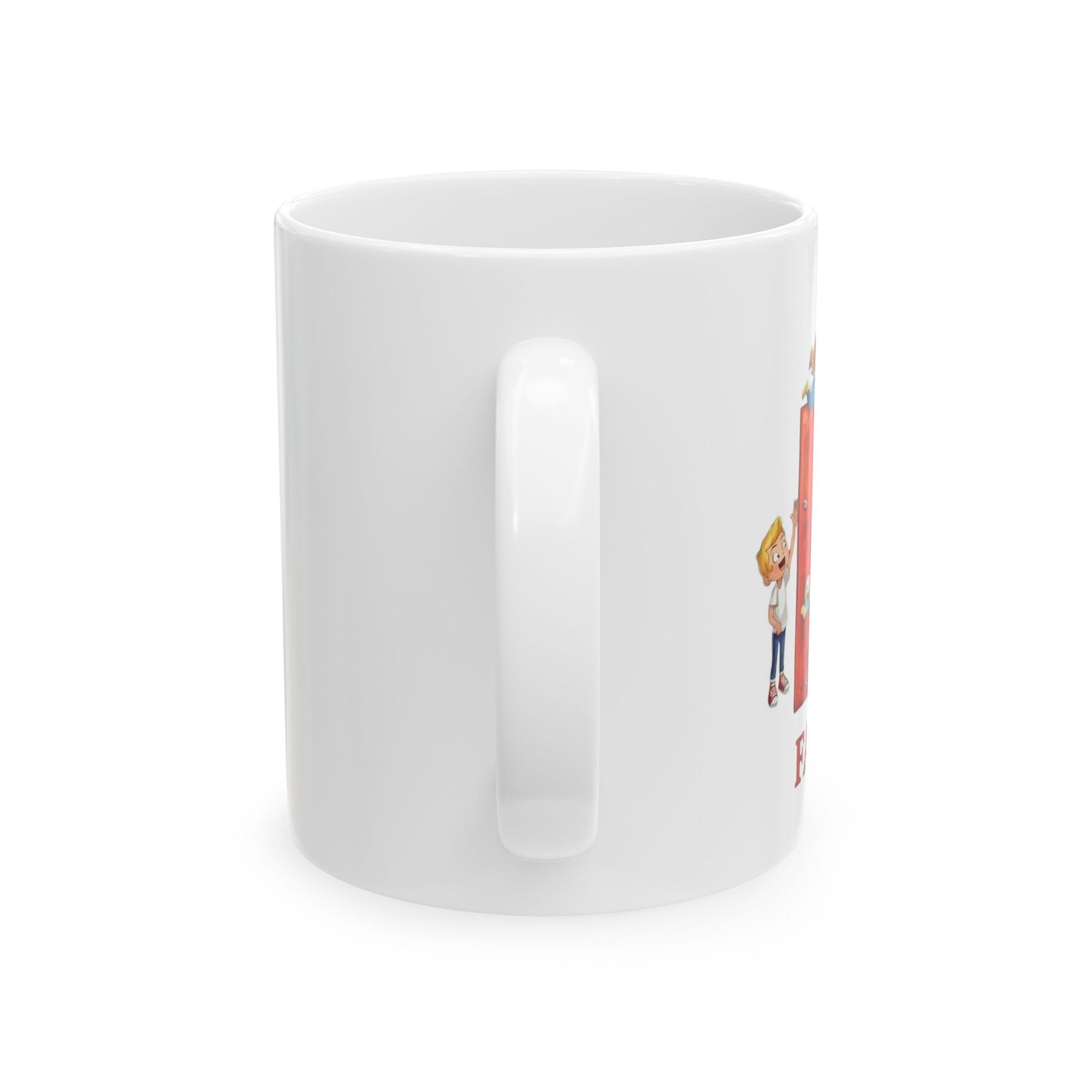 Father's Day Ceramic Mug — 'Dad' Letter Art with Kids (11oz/15oz)