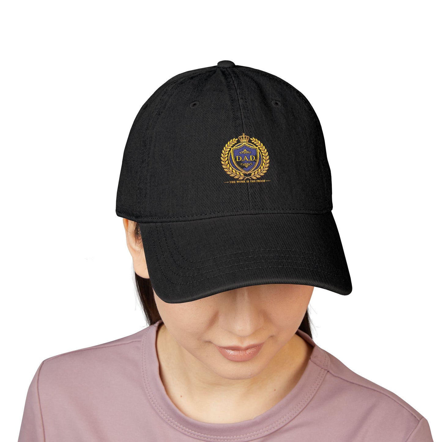 Embroidered Laurel Crest Denim Hat — Classic Vintage Baseball Cap