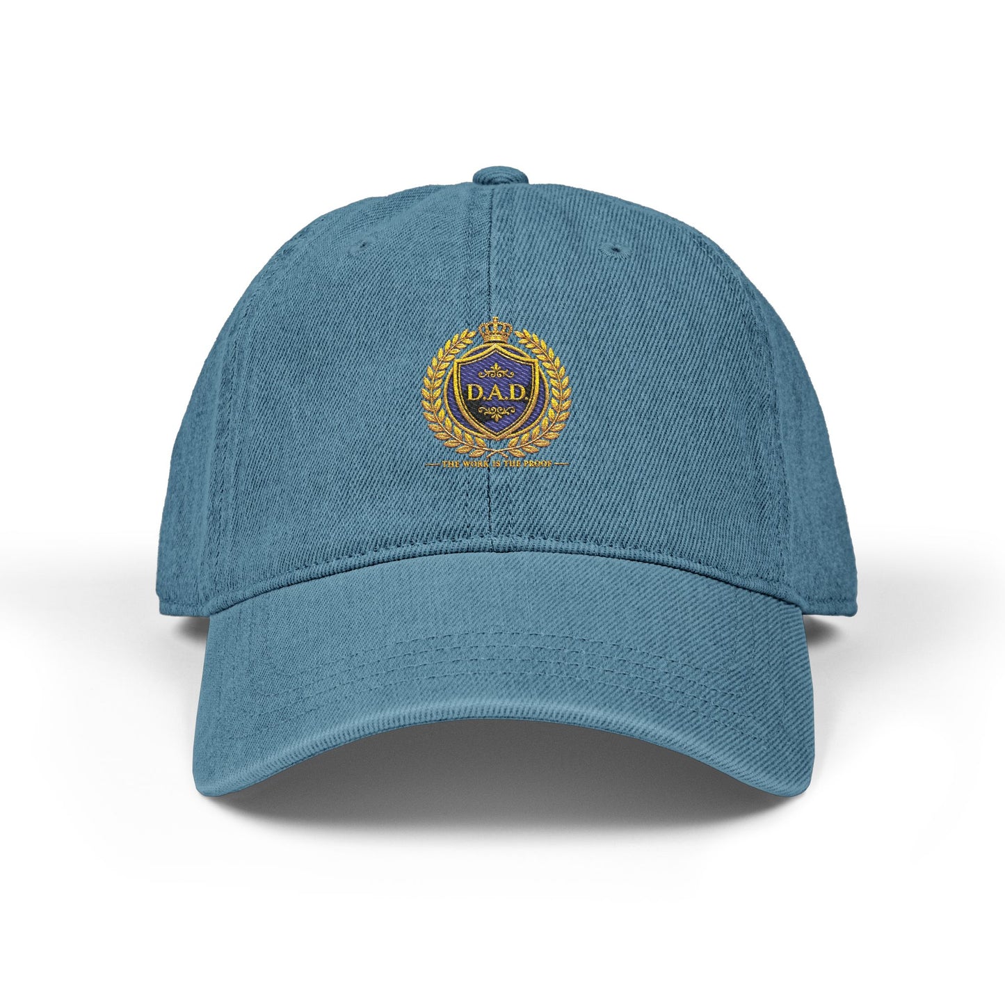 Embroidered Laurel Crest Denim Hat — Classic Vintage Baseball Cap