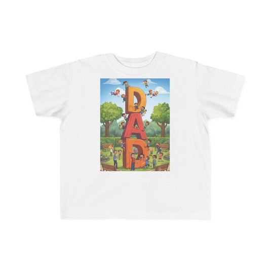Toddler Tee — Colorful 'DAD' Cartoon Park Design | Father's Day Kid Shirt