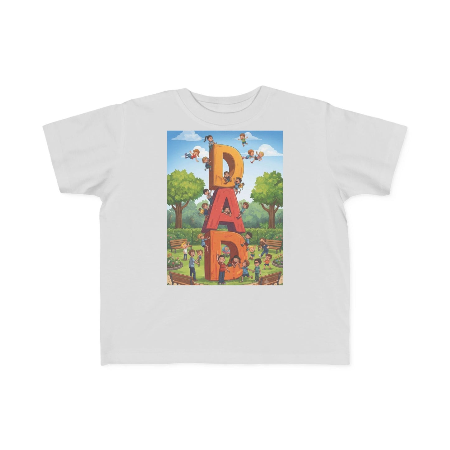 Toddler Tee — Colorful 'DAD' Cartoon Park Design | Father's Day Kid Shirt