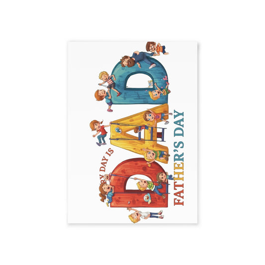 Father's Day Card Australia — "Dad" Playful Kids Design (Two-Sided Holiday Card)