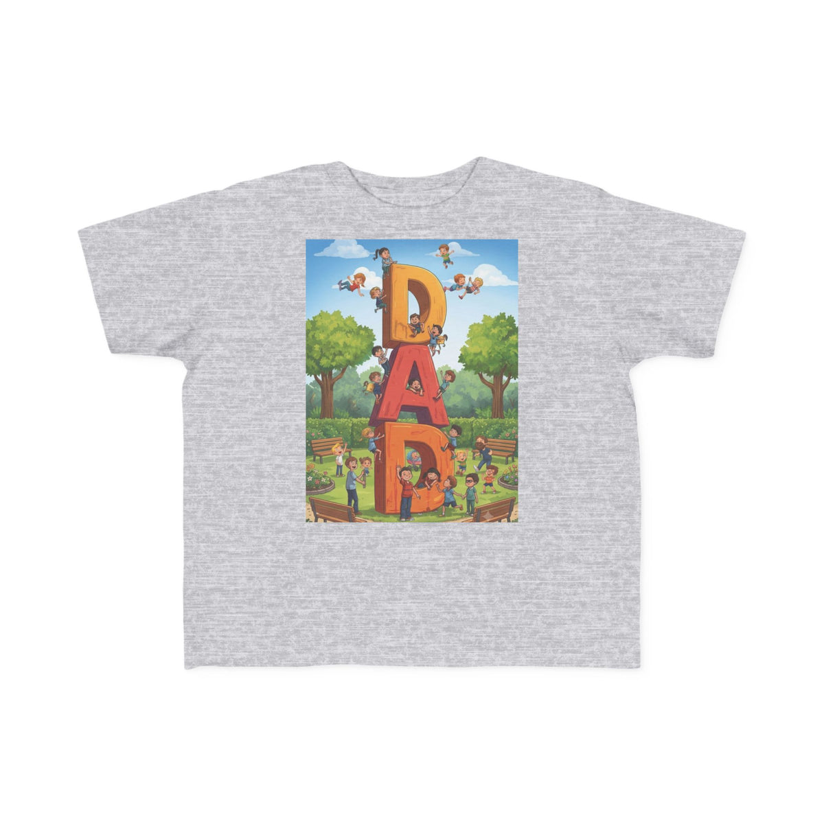 Toddler Tee — Colorful 'DAD' Cartoon Park Design | Father's Day Kid Shirt
