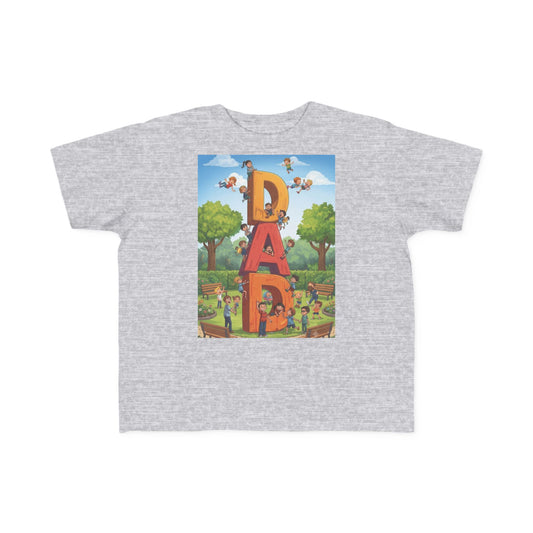 Toddler Tee — Colorful 'DAD' Cartoon Park Design | Father's Day Kid Shirt